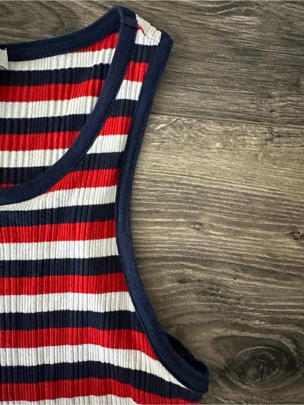 Joie Navy Red White Striped Ribbed Tank - Picture 3 of 3